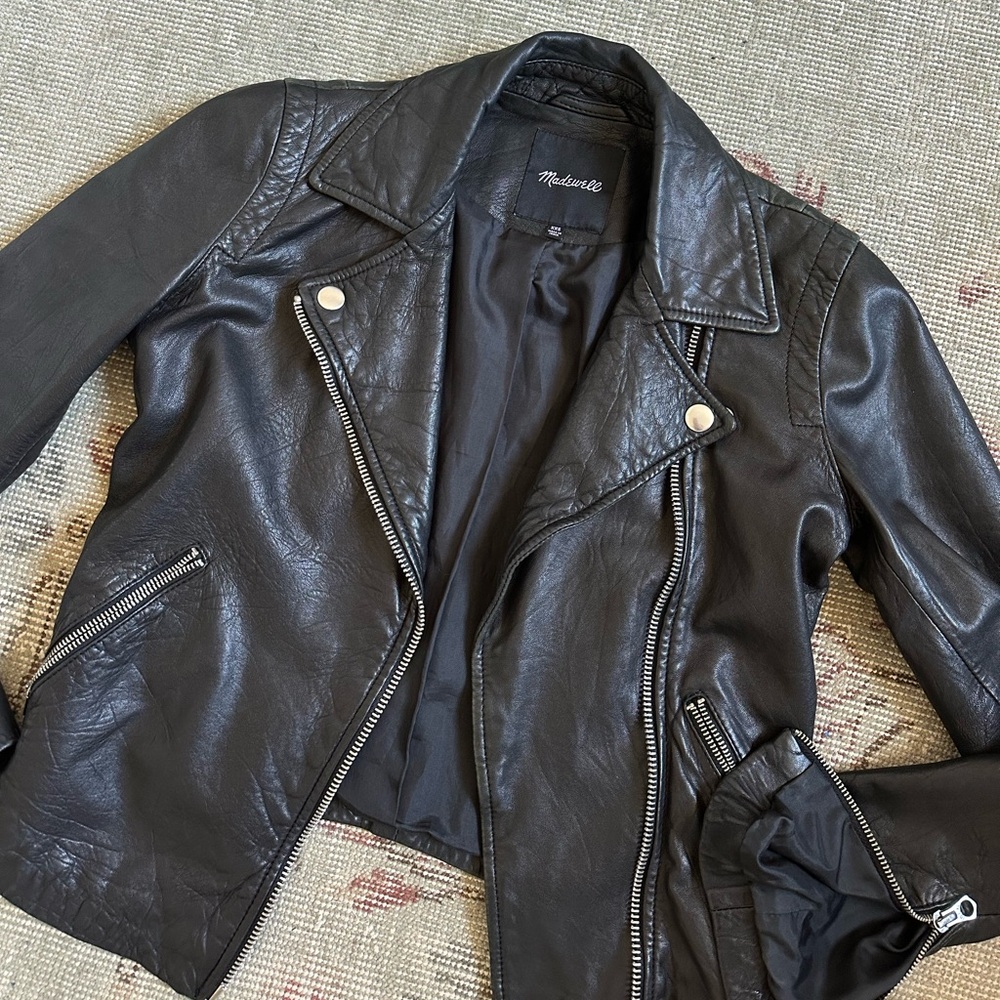 Madewell Classic Black Leather Biker Jacket